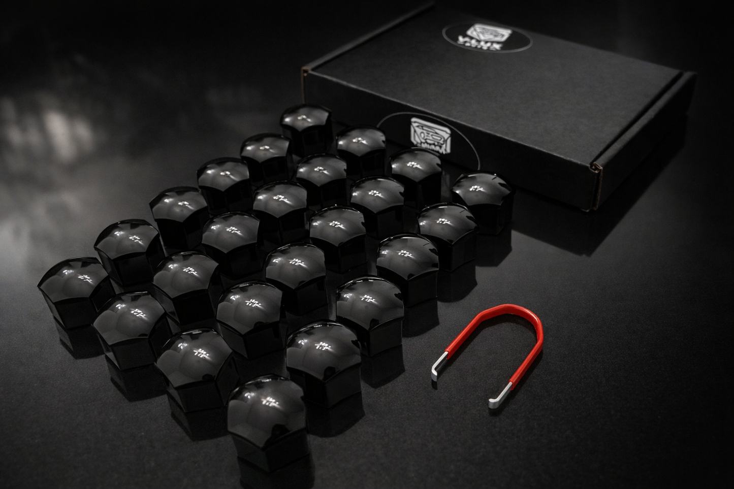 Lug Nut Covers or Ford F-150 (including Raptor) - 24 Glossy Black Wheel Nut Caps